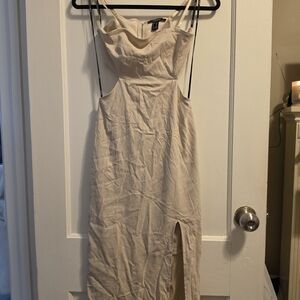 Forever 21 Cream Cutout Midi Dress with Spaghetti Straps